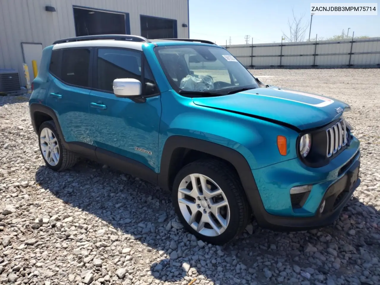 2021 Jeep Renegade Latitude VIN: ZACNJDBB3MPM75714 Lot: 56912925