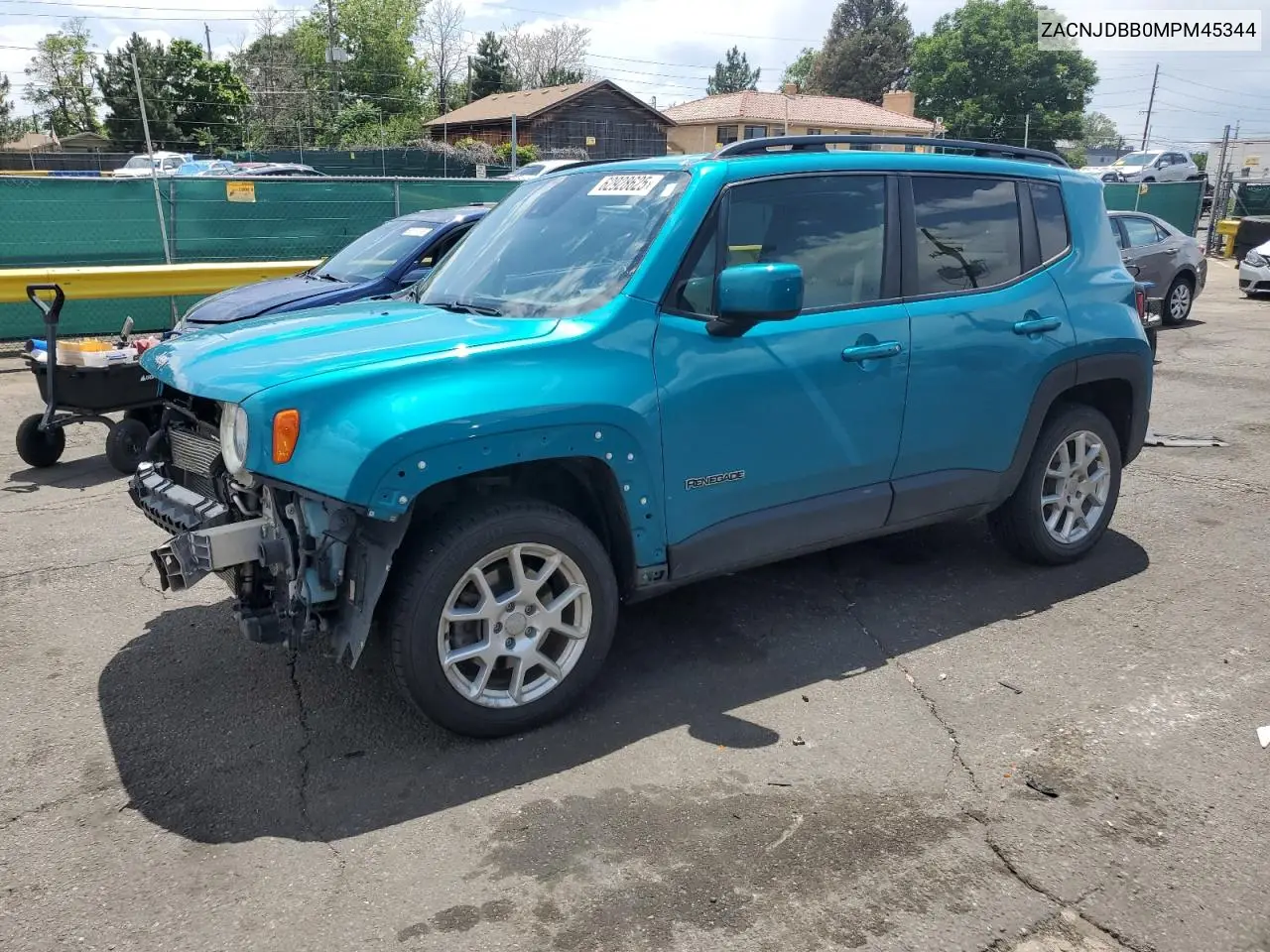 2021 Jeep Renegade Latitude VIN: ZACNJDBB0MPM45344 Lot: 62928625