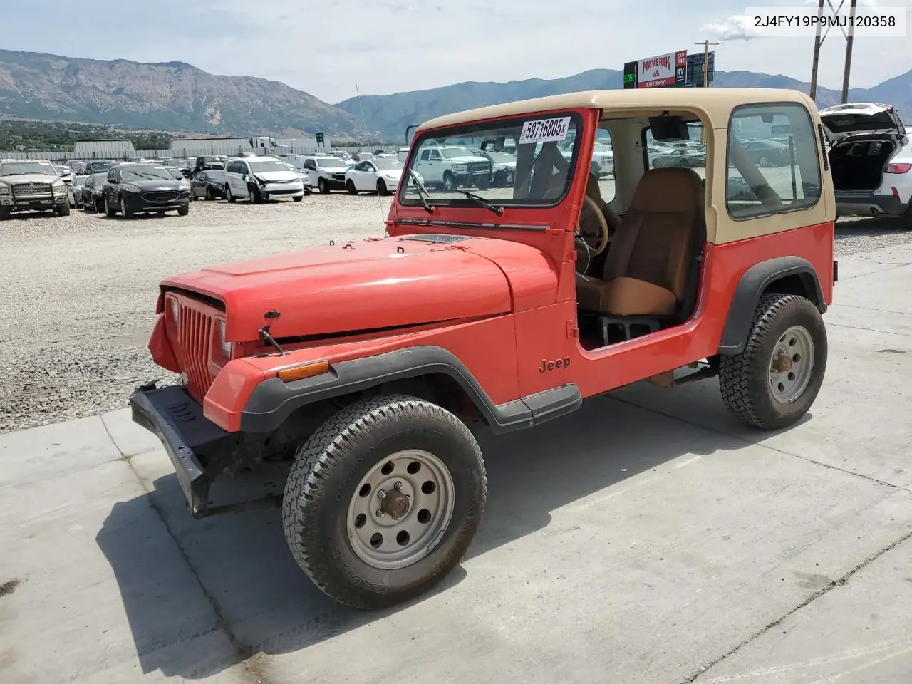1991 Jeep Wrangler / Yj S VIN: 2J4FY19P9MJ120358 Lot: 59716805