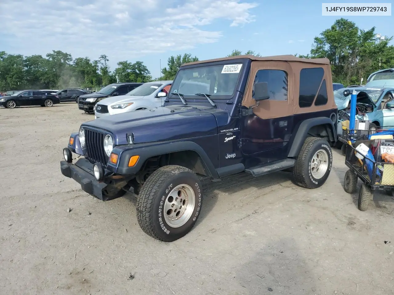 1998 Jeep Wrangler / Tj Sport VIN: 1J4FY19S8WP729743 Lot: 63082265