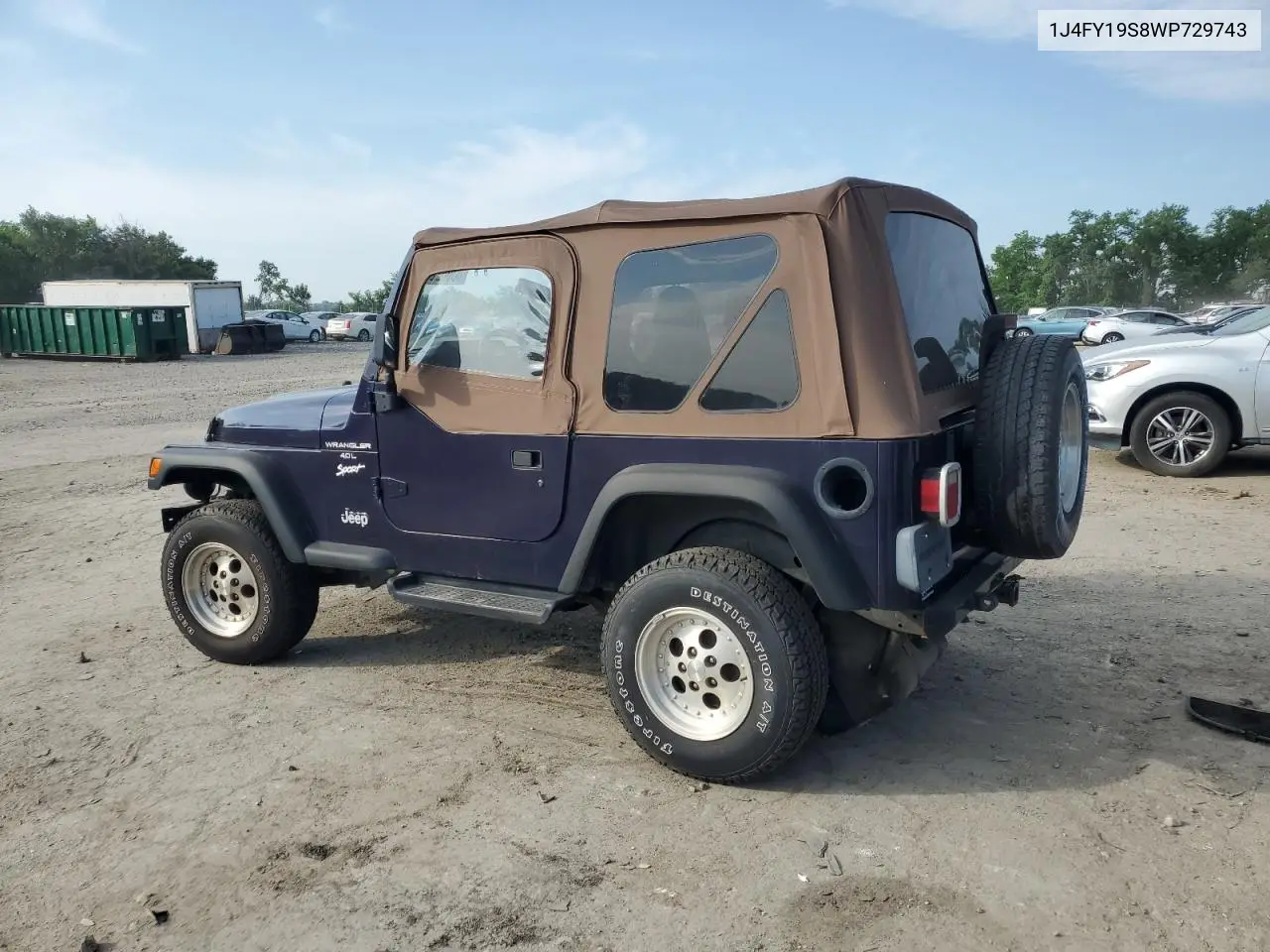 1998 Jeep Wrangler / Tj Sport VIN: 1J4FY19S8WP729743 Lot: 63082265