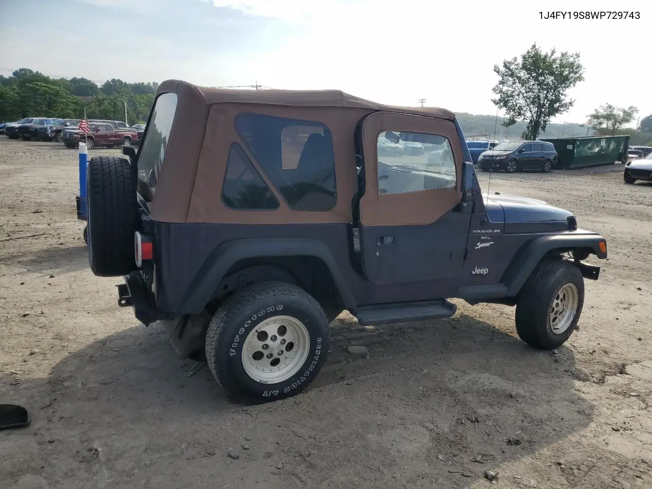 1998 Jeep Wrangler / Tj Sport VIN: 1J4FY19S8WP729743 Lot: 63082265