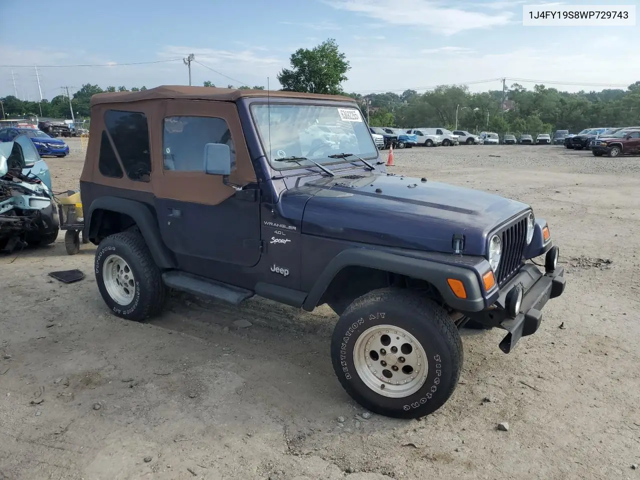 1998 Jeep Wrangler / Tj Sport VIN: 1J4FY19S8WP729743 Lot: 63082265