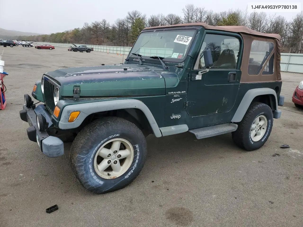 2000 Jeep Wrangler / Tj Sport VIN: 1J4FA49S3YP780138 Lot: 49536125