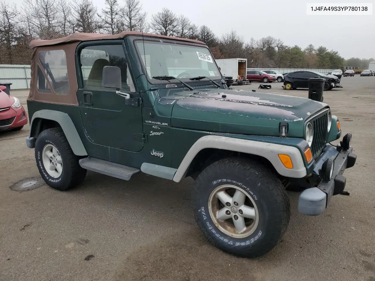 2000 Jeep Wrangler / Tj Sport VIN: 1J4FA49S3YP780138 Lot: 49536125
