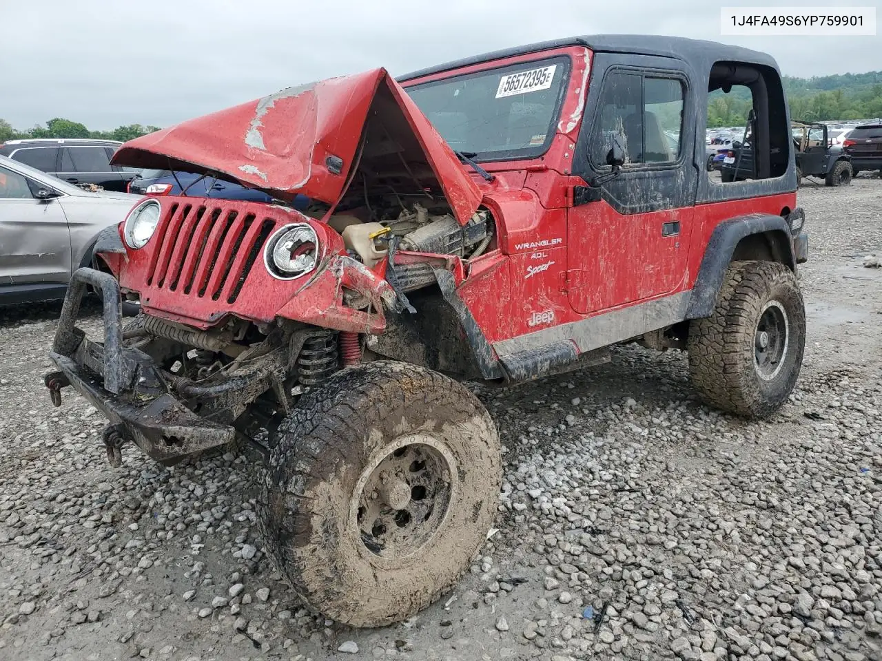 2000 Jeep Wrangler / Tj Sport VIN: 1J4FA49S6YP759901 Lot: 56572395