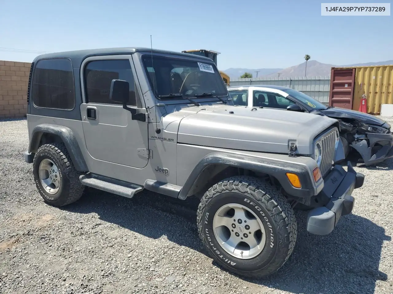 2000 Jeep Wrangler / Tj Se VIN: 1J4FA29P7YP737289 Lot: 61869865