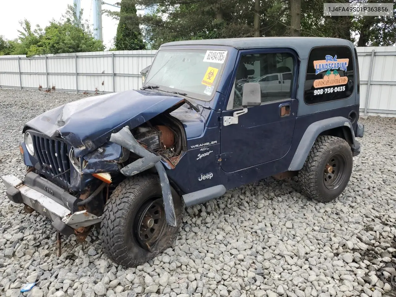 2001 Jeep Wrangler / Tj Sport VIN: 1J4FA49S01P363856 Lot: 62494785