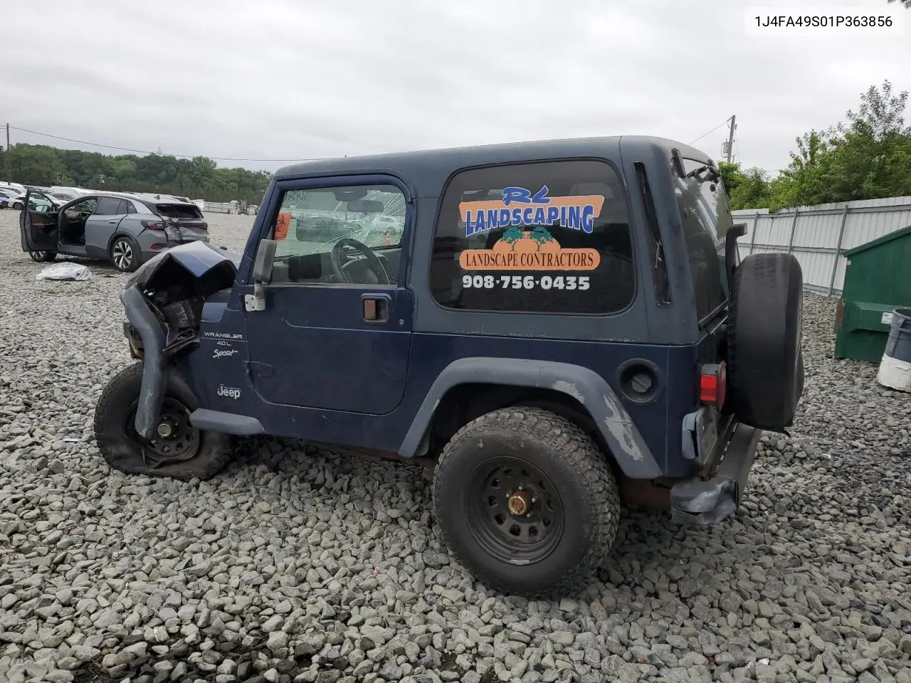 2001 Jeep Wrangler / Tj Sport VIN: 1J4FA49S01P363856 Lot: 62494785