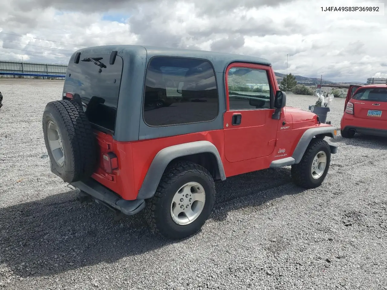 2003 Jeep Wrangler / Tj Sport VIN: 1J4FA49S83P369892 Lot: 56536745