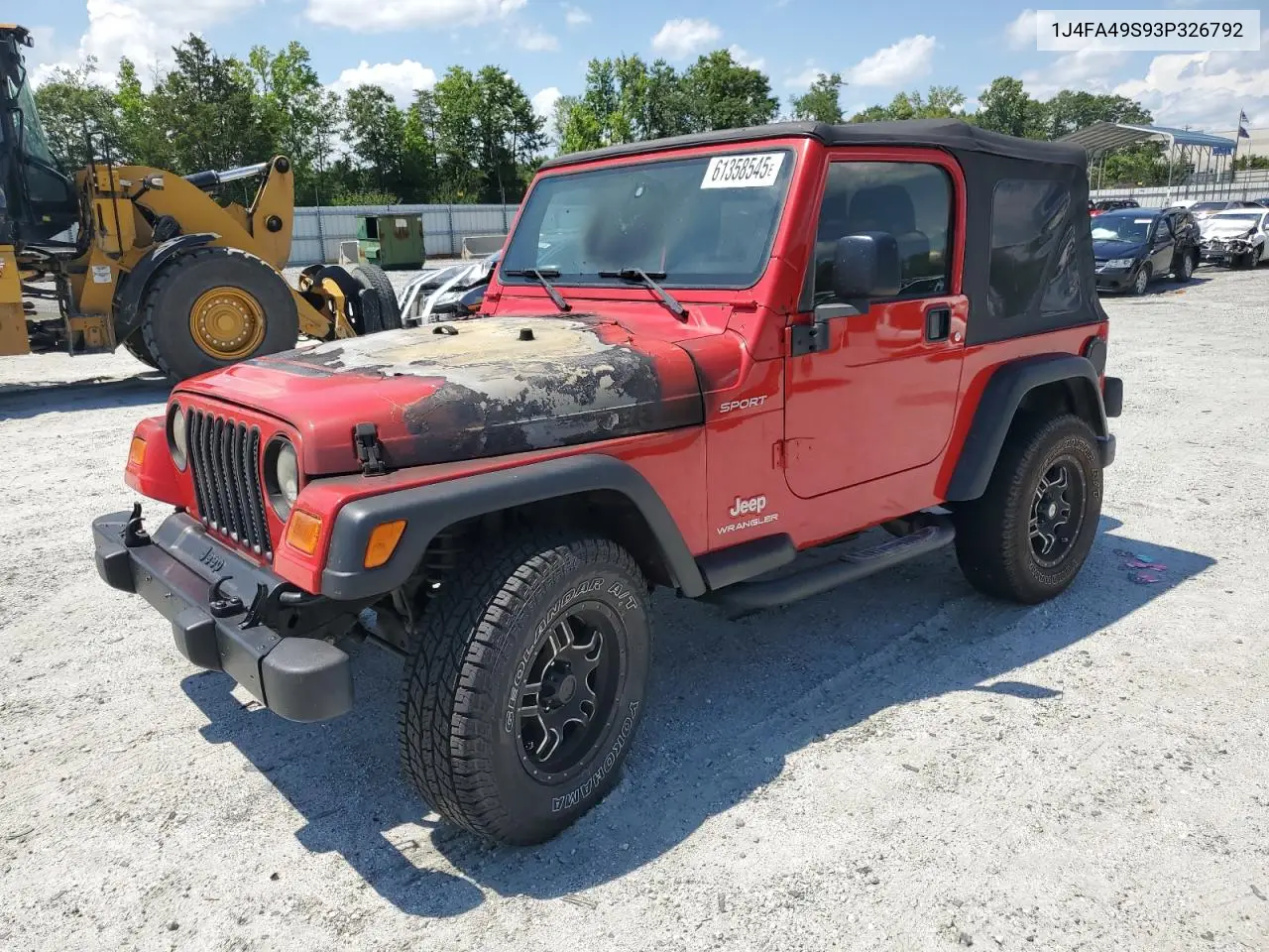 2003 Jeep Wrangler / Tj Sport VIN: 1J4FA49S93P326792 Lot: 61358545