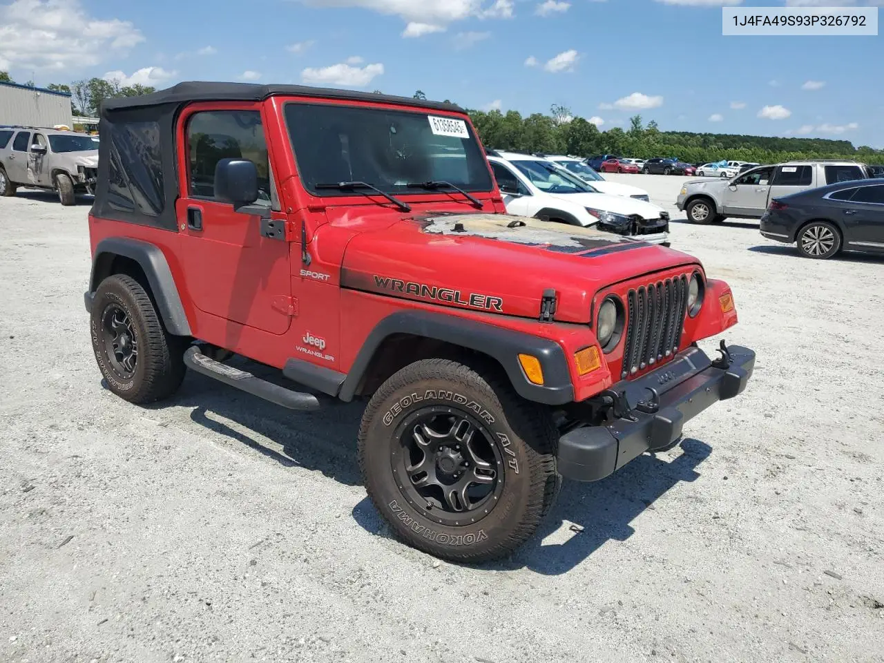 2003 Jeep Wrangler / Tj Sport VIN: 1J4FA49S93P326792 Lot: 61358545