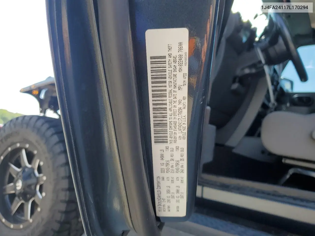 1j4fa24117l170294 1J4FA24117L170294 2007 Jeep Wrangler X
