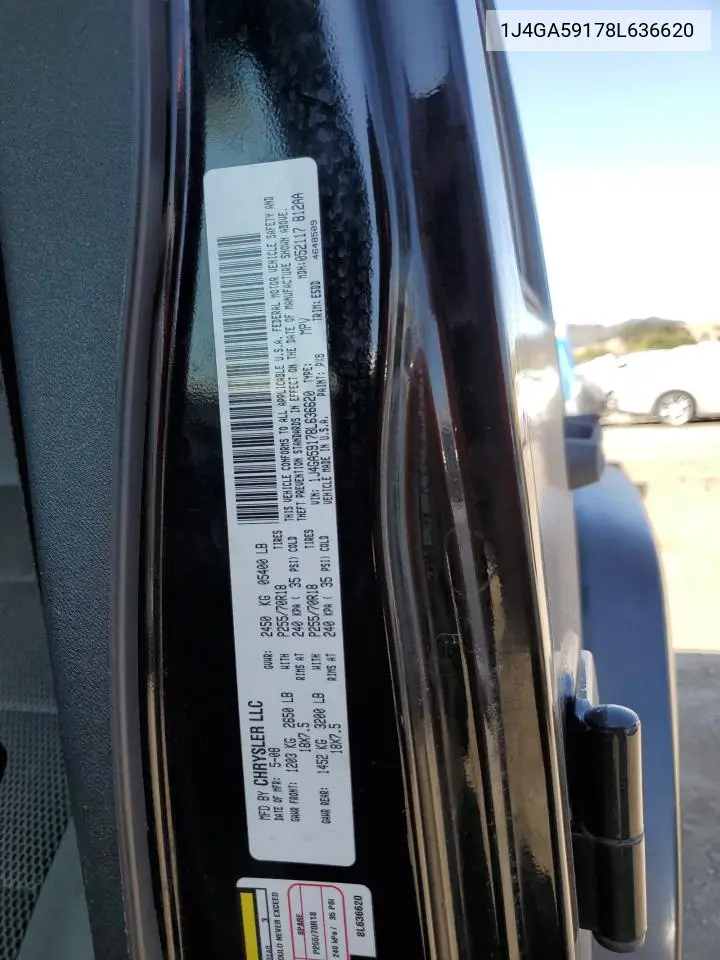 1J4GA59178L636620 2008 Jeep Wrangler Unlimited Sahara