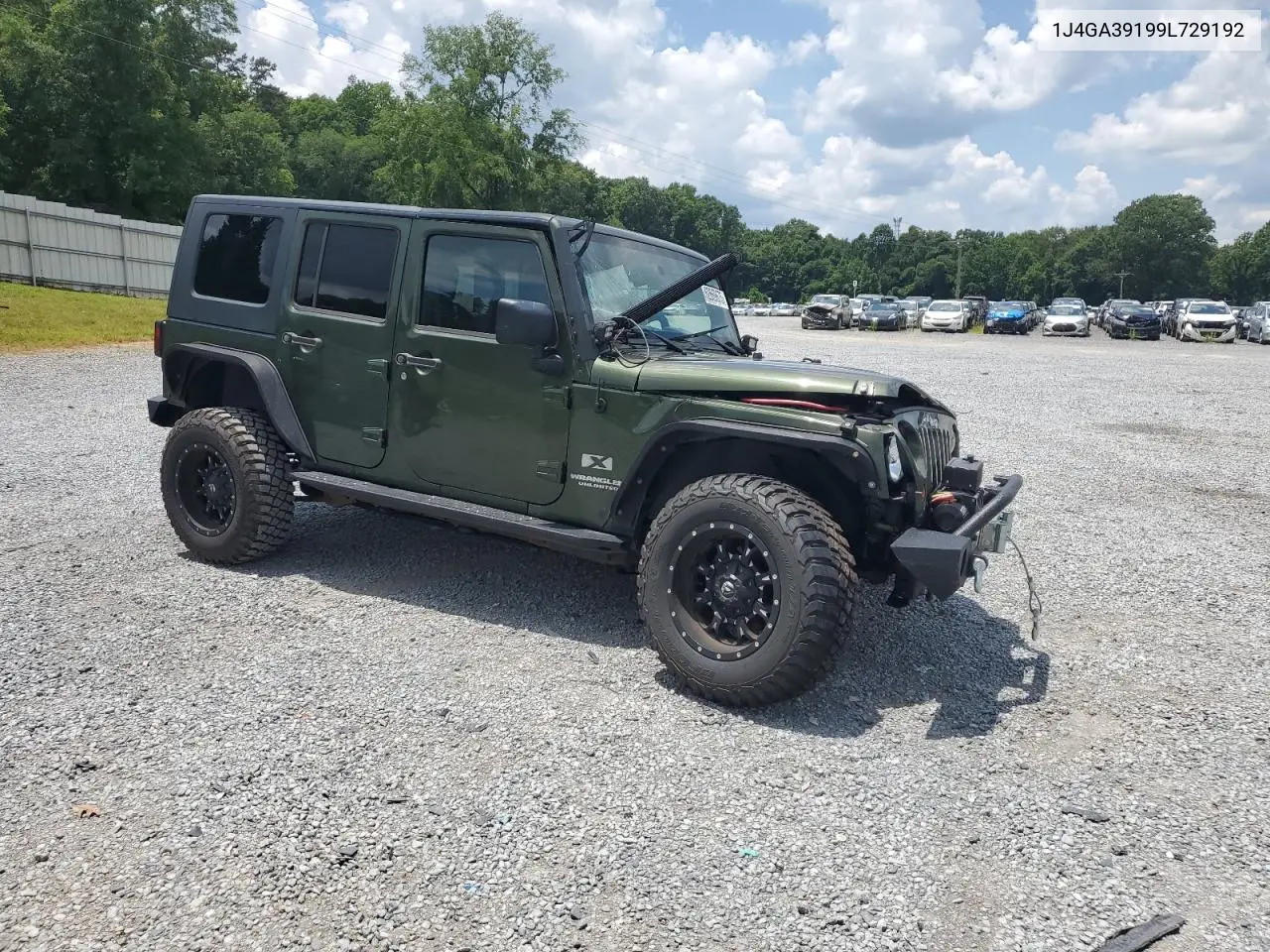 2009 Jeep Wrangler Unlimited X VIN: 1J4GA39199L729192 Lot: 62669675