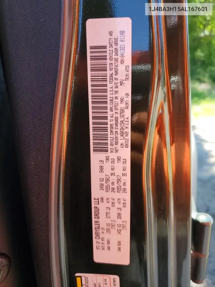 2010 Jeep Wrangler Unlimited Sport VIN: 1J4BA3H15AL167601 Lot: 65699725