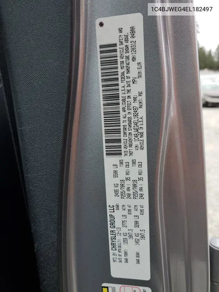 2014 Jeep Wrangler Unlimited Sahara VIN: 1C4BJWEG4EL182497 Lot: 56746265