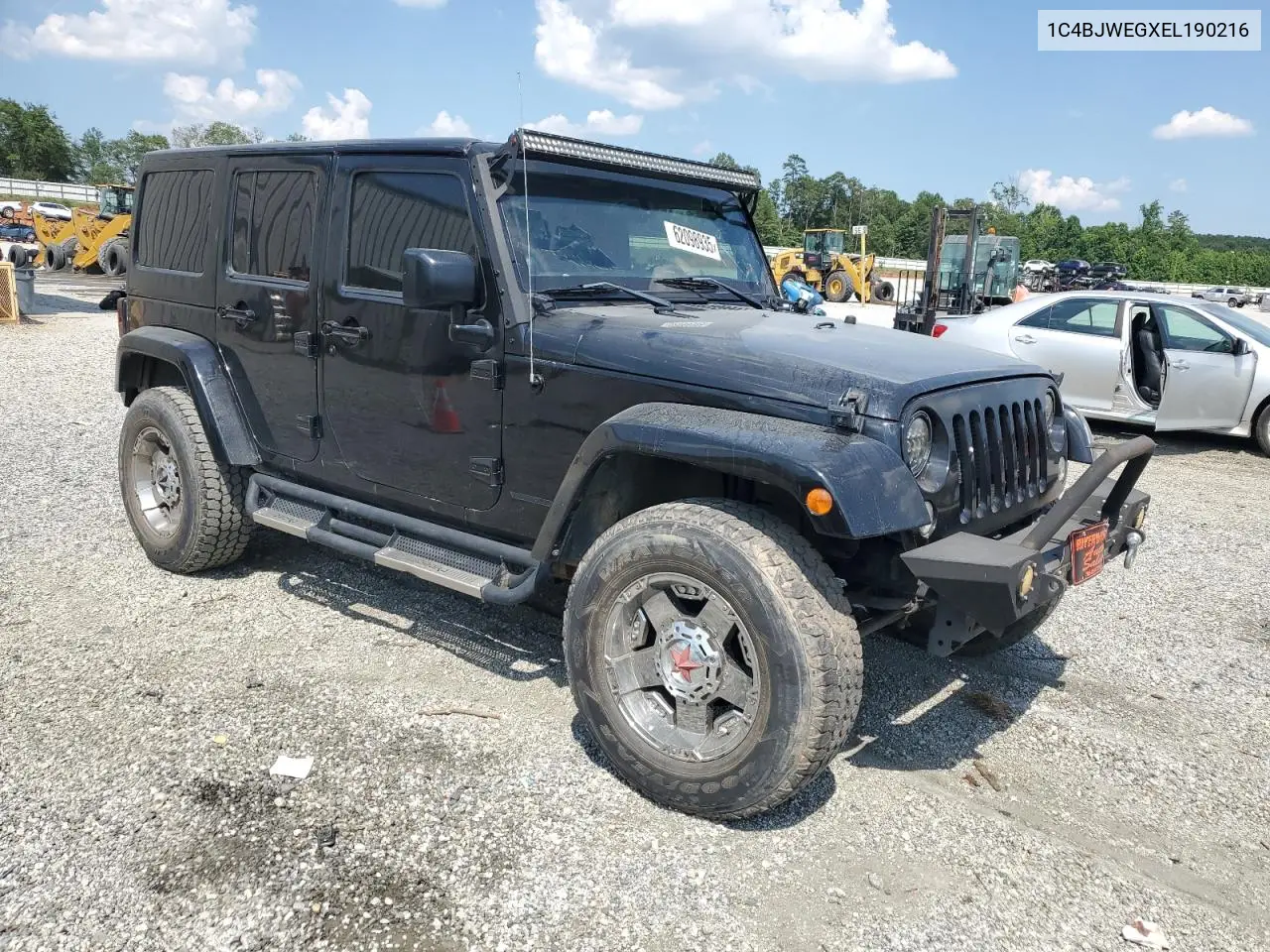 2014 Jeep Wrangler Unlimited Sahara VIN: 1C4BJWEGXEL190216 Lot: 62098935