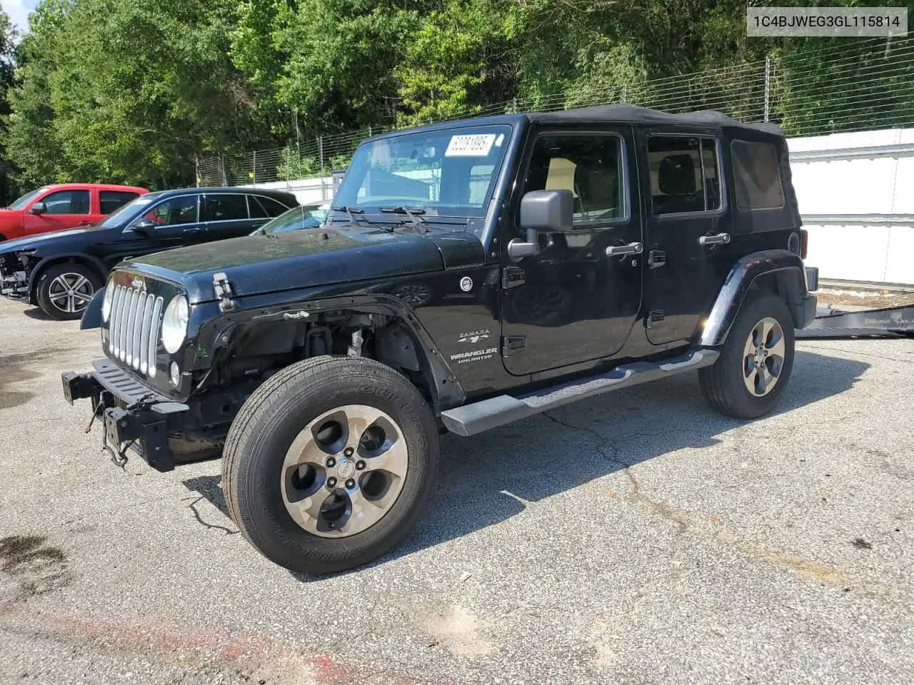 2016 Jeep Wrangler Unlimited Sahara VIN: 1C4BJWEG3GL115814 Lot: 62281895