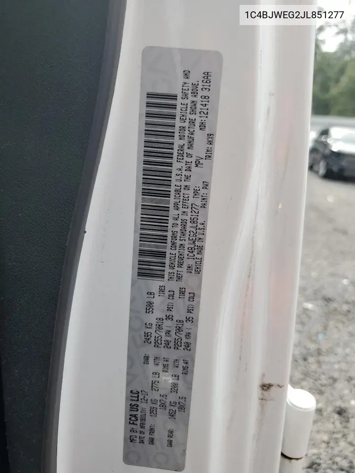2018 Jeep Wrangler Unlimited Sahara VIN: 1C4BJWEG2JL851277 Lot: 63631645