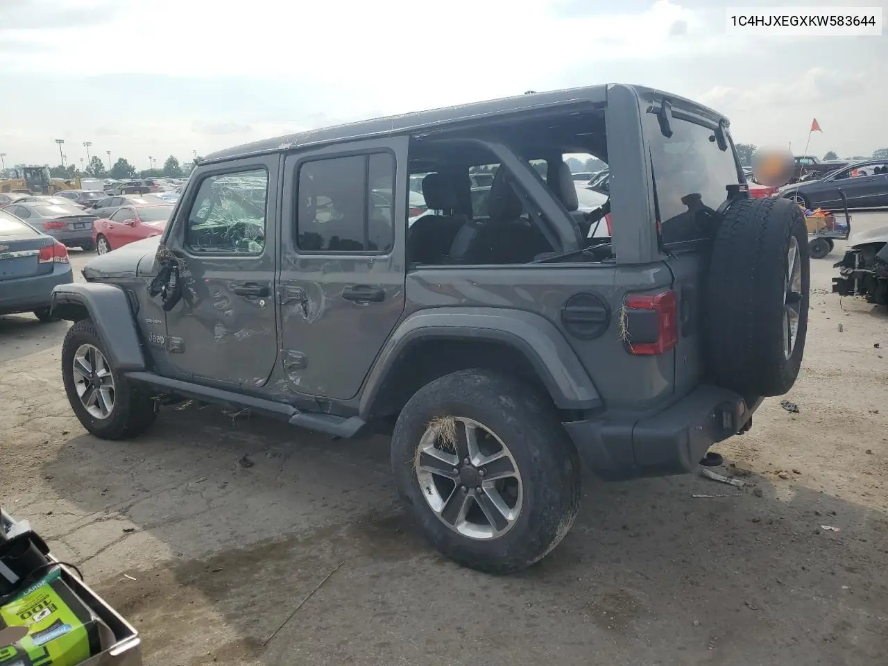 2019 Jeep Wrangler Unlimited Sahara VIN: 1C4HJXEGXKW583644 Lot: 59987505