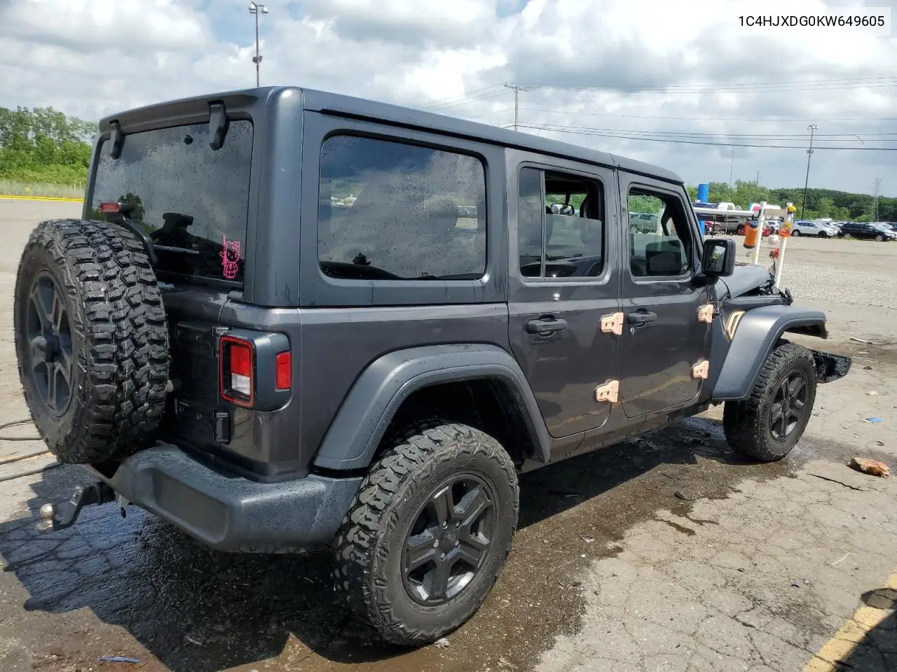 2019 Jeep Wrangler Unlimited Sport VIN: 1C4HJXDG0KW649605 Lot: 62506985