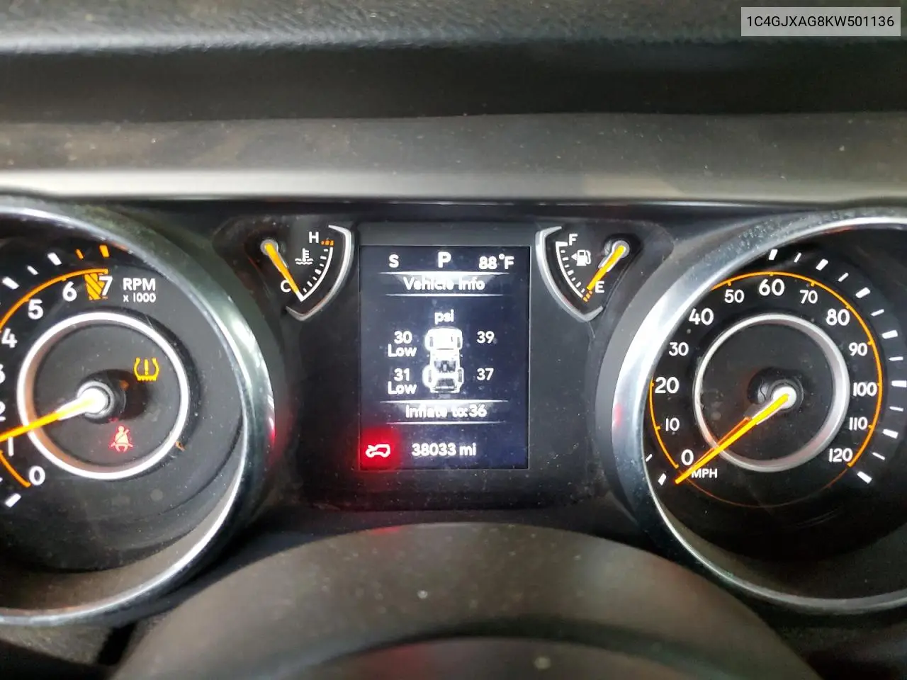 2019 Jeep Wrangler Sport VIN: 1C4GJXAG8KW501136 Lot: 64523075