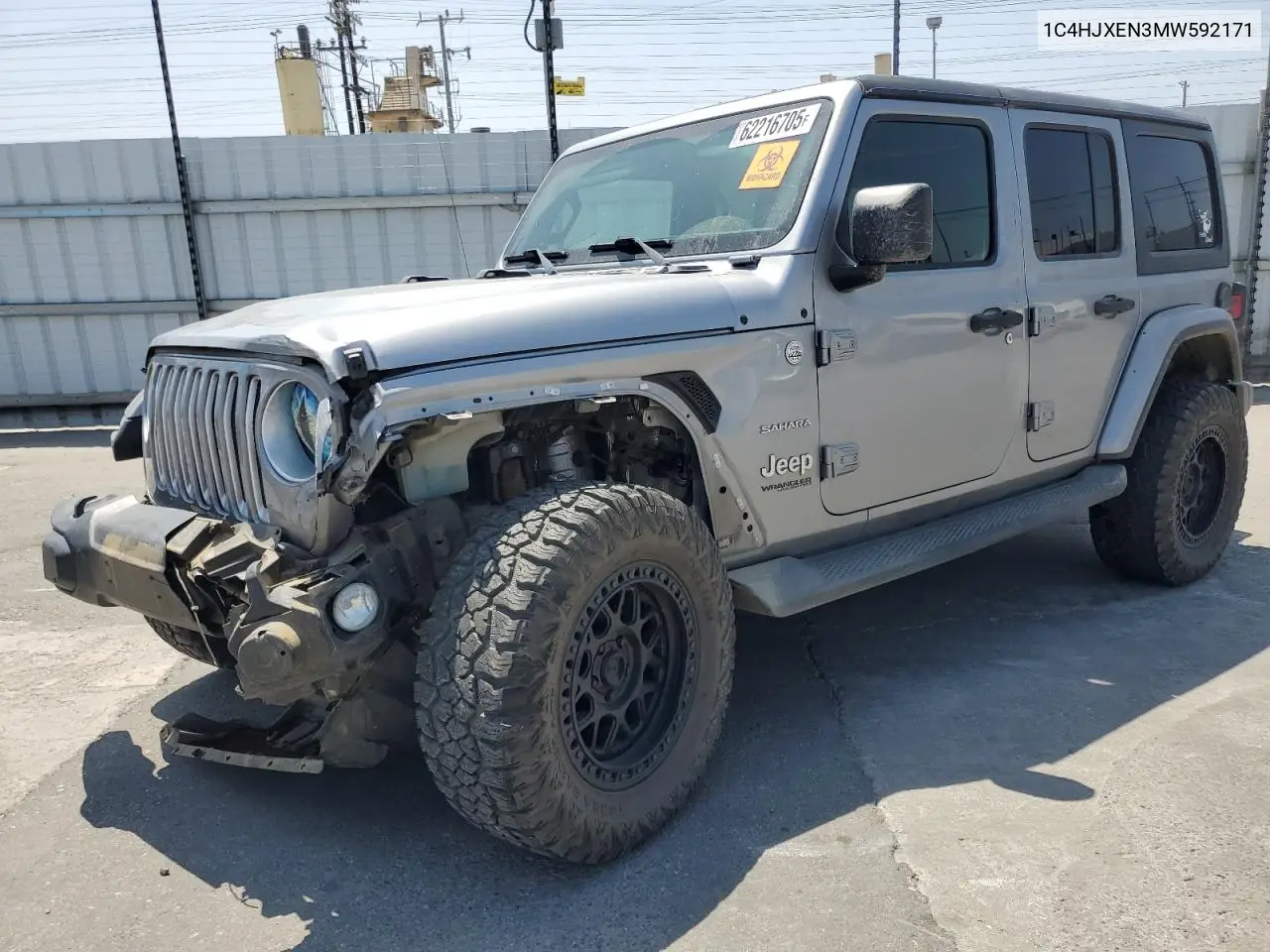 2021 Jeep Wrangler Unlimited Sahara VIN: 1C4HJXEN3MW592171 Lot: 62216705