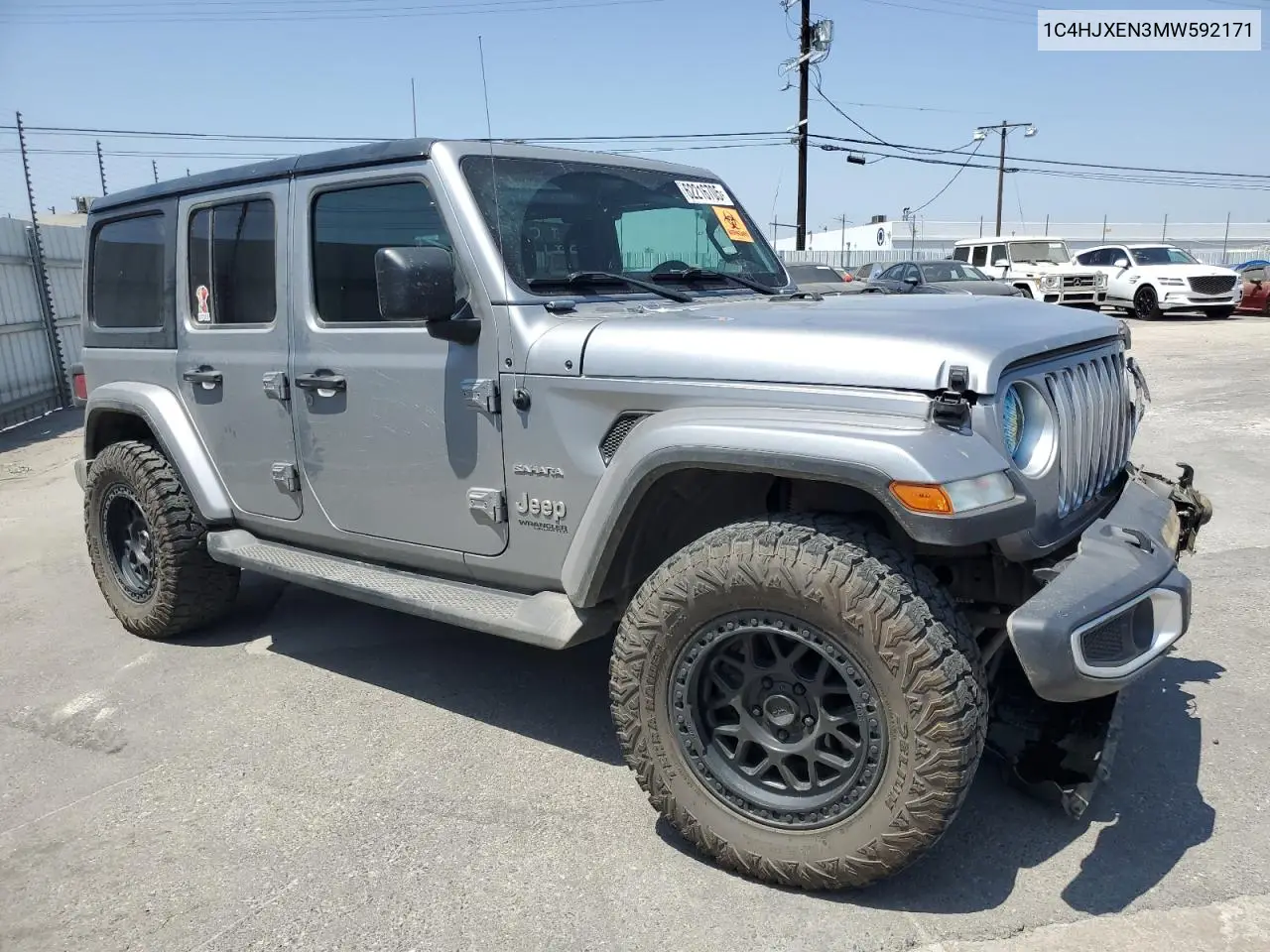 2021 Jeep Wrangler Unlimited Sahara VIN: 1C4HJXEN3MW592171 Lot: 62216705