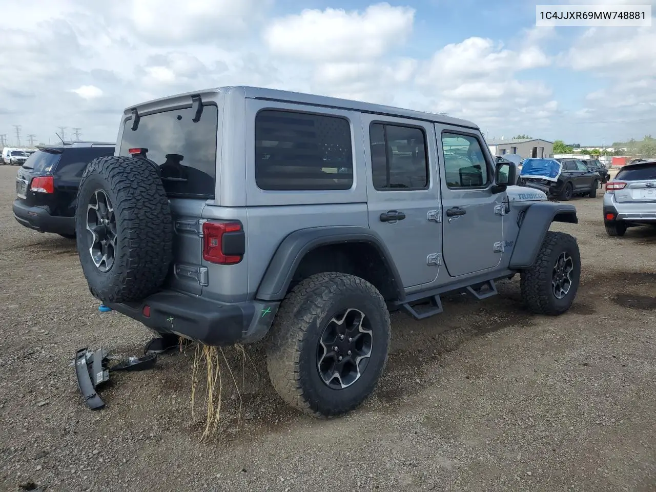 2021 Jeep Wrangler Unlimited Rubicon 4Xe VIN: 1C4JJXR69MW748881 Lot: 62332915