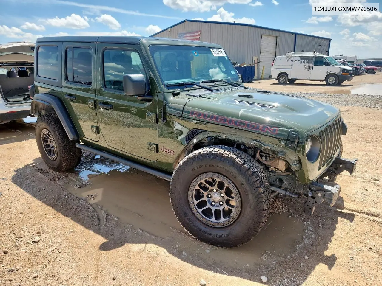 2021 Jeep Wrangler Unlimited Rubicon VIN: 1C4JJXFGXMW790506 Lot: 62592545
