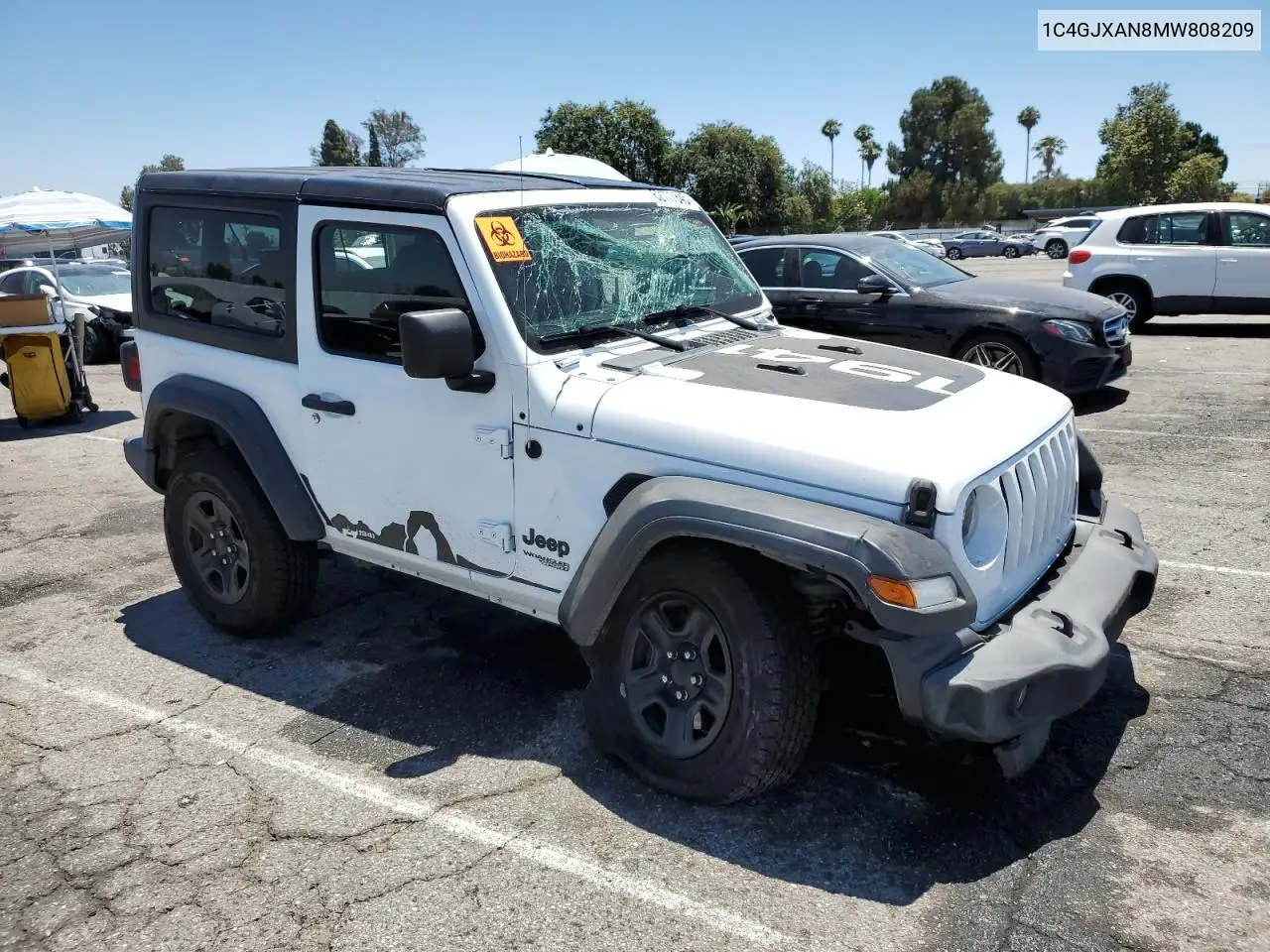 2021 Jeep Wrangler Sport VIN: 1C4GJXAN8MW808209 Lot: 62777845