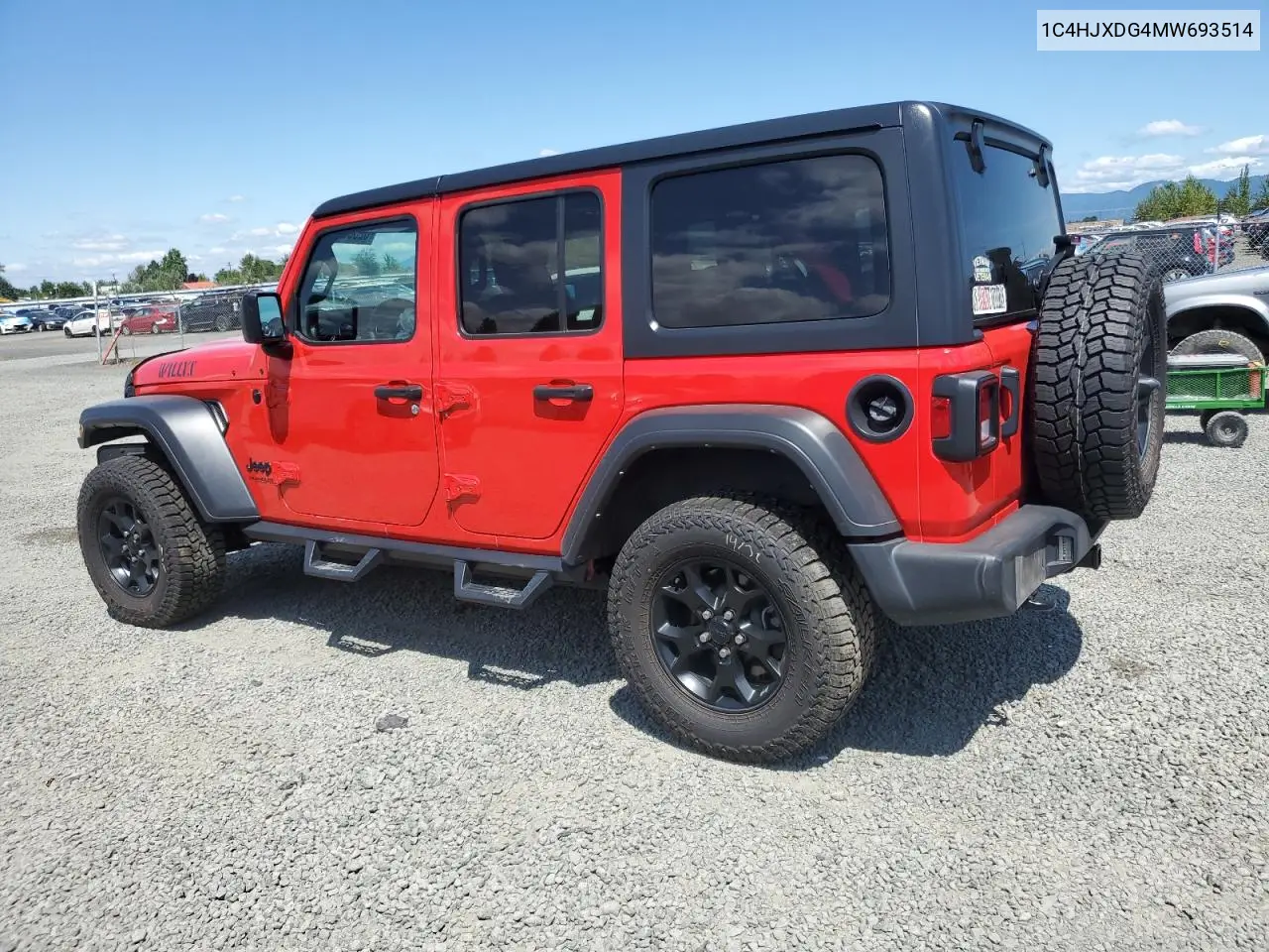 2021 Jeep Wrangler Unlimited Sport VIN: 1C4HJXDG4MW693514 Lot: 62855665