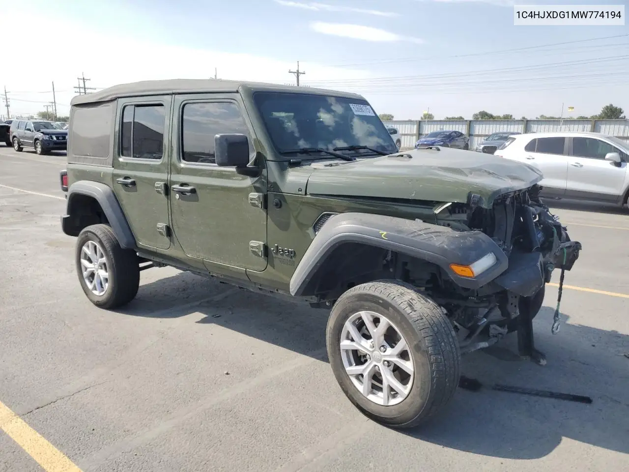 2021 Jeep Wrangler Unlimited Sport VIN: 1C4HJXDG1MW774194 Lot: 63698175