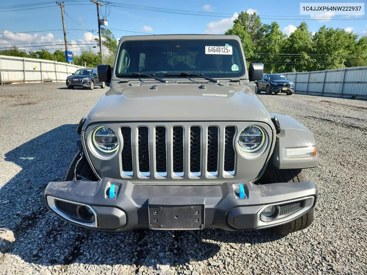 2022 Jeep Wrangler Unlimited Sahara 4Xe VIN: 1C4JJXP64NW222937 Lot: 64648125