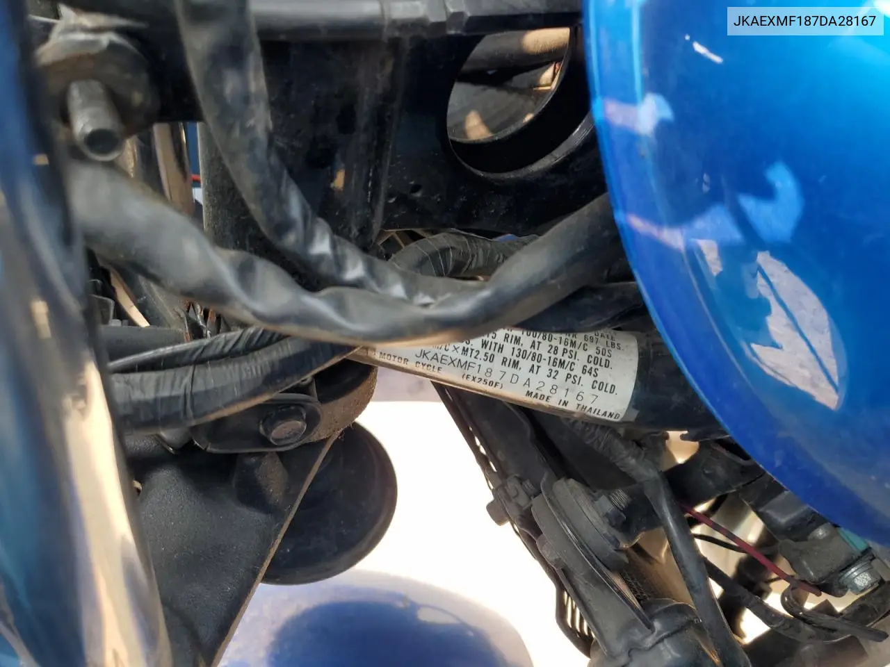 2007 Kawasaki Ex250 F VIN: JKAEXMF187DA28167 Lot: 58942715