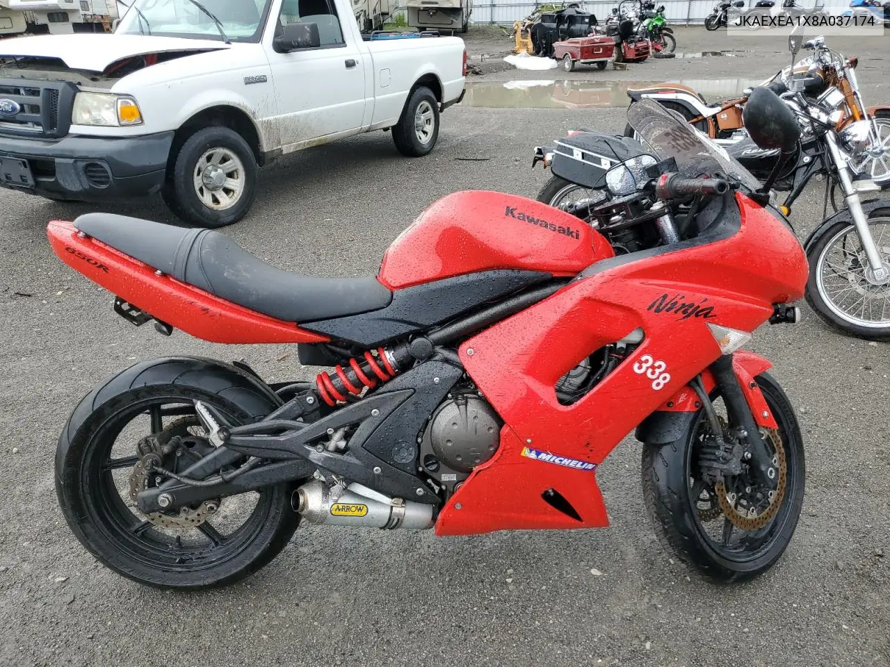 2008 Kawasaki Ex650 A VIN: JKAEXEA1X8A037174 Lot: 60512385
