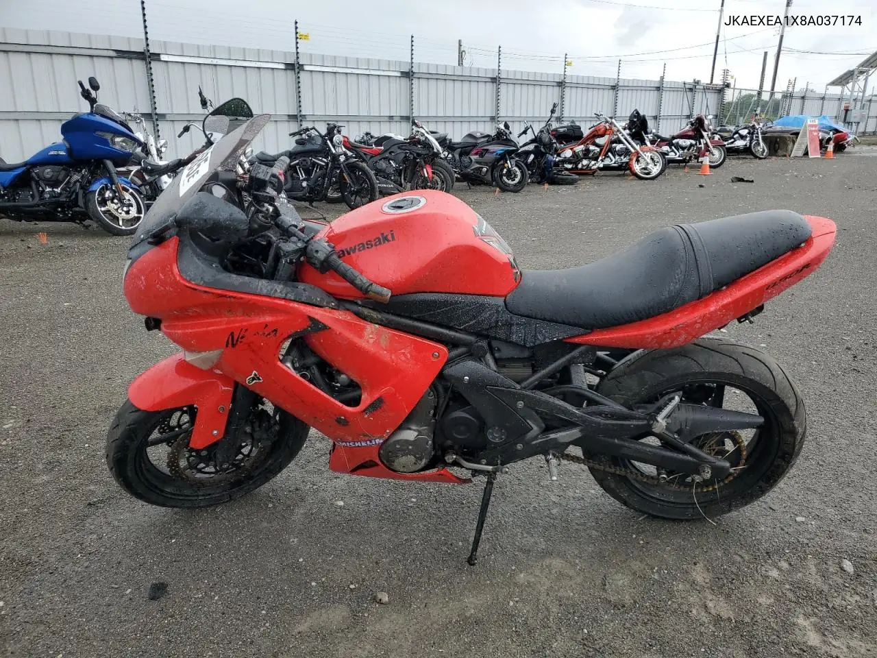 2008 Kawasaki Ex650 A VIN: JKAEXEA1X8A037174 Lot: 60512385