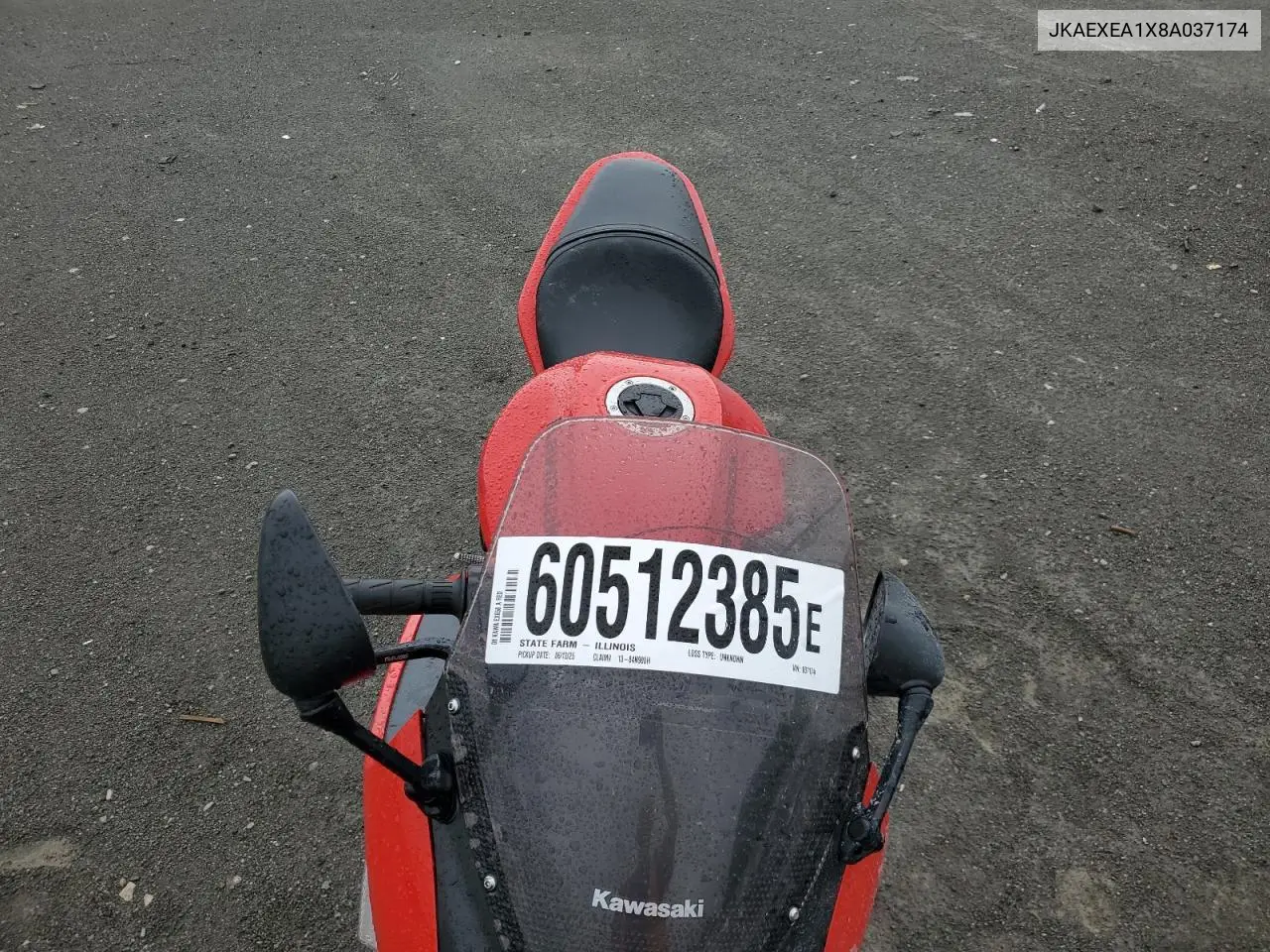 2008 Kawasaki Ex650 A VIN: JKAEXEA1X8A037174 Lot: 60512385