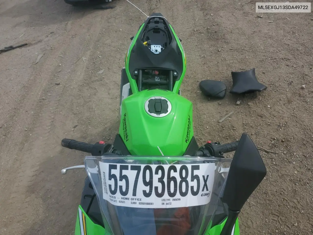 2025 Kawasaki Ex500 A VIN: ML5EXGJ13SDA49722 Lot: 55793685