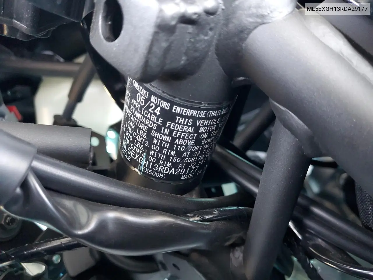 2024 Kawasaki Ex500 H VIN: ML5EXGH13RDA29177 Lot: 52588075