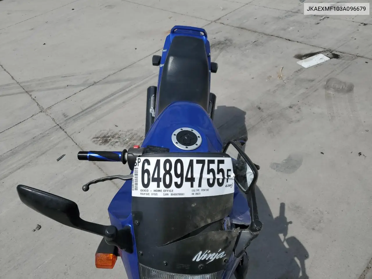 2003 Kawasaki Ex250 F VIN: JKAEXMF103A096679 Lot: 64894755