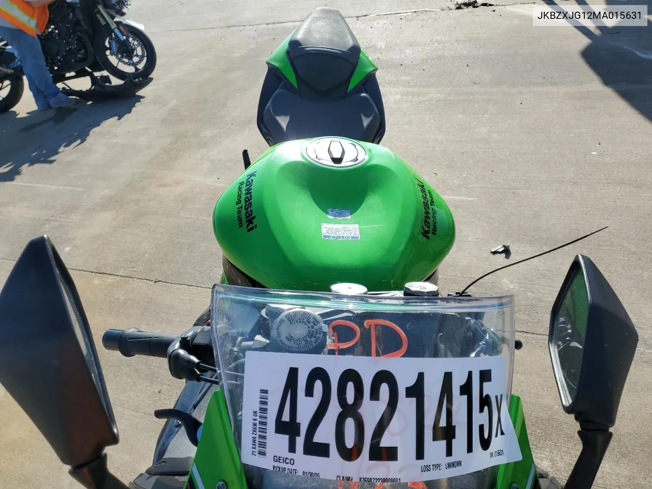 2021 Kawasaki Zx636 K VIN: JKBZXJG12MA015631 Lot: 42821415