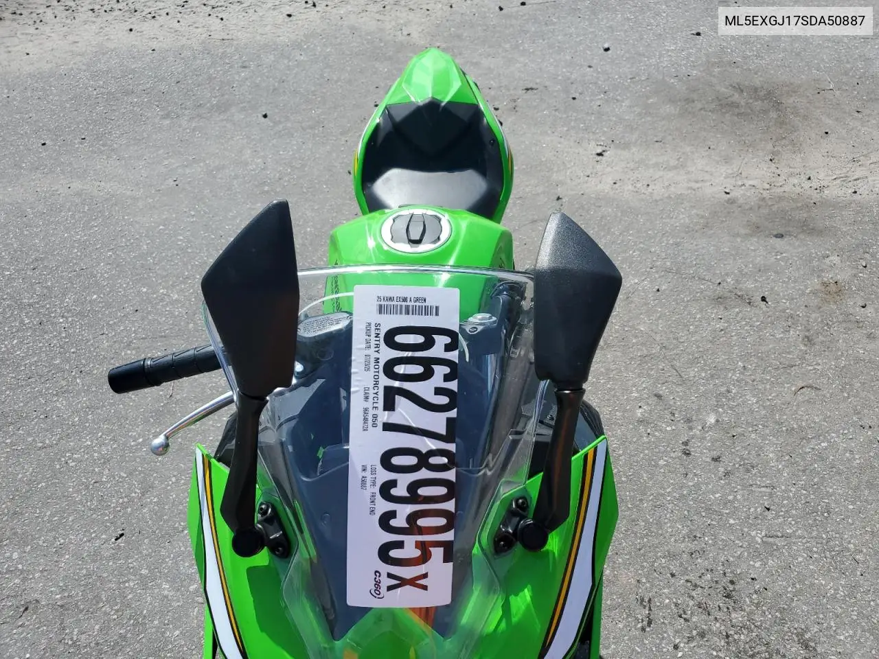 2025 Kawasaki Ex500 A VIN: ML5EXGJ17SDA50887 Lot: 66278995