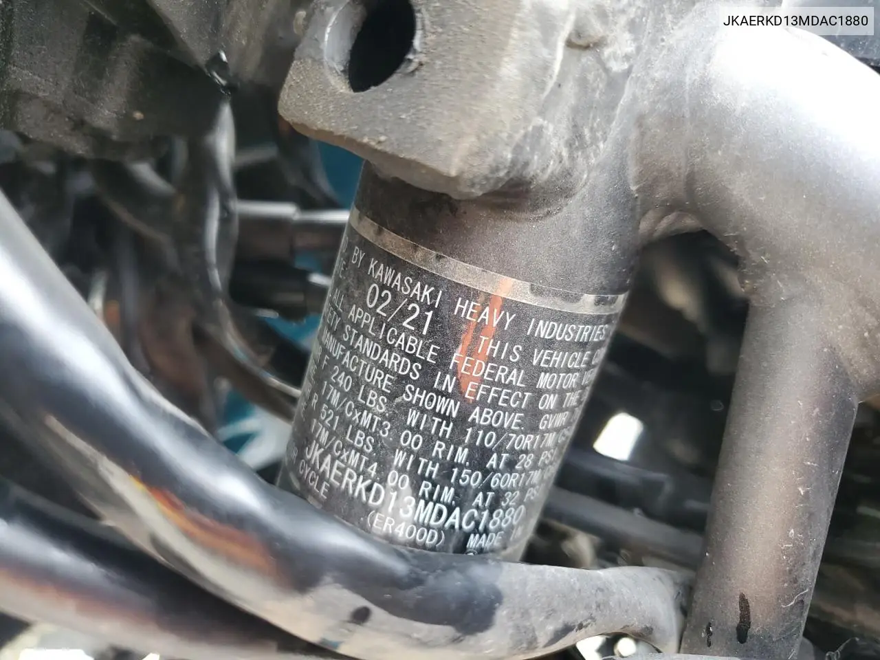 2021 Kawasaki Er400 D VIN: JKAERKD13MDAC1880 Lot: 56738325