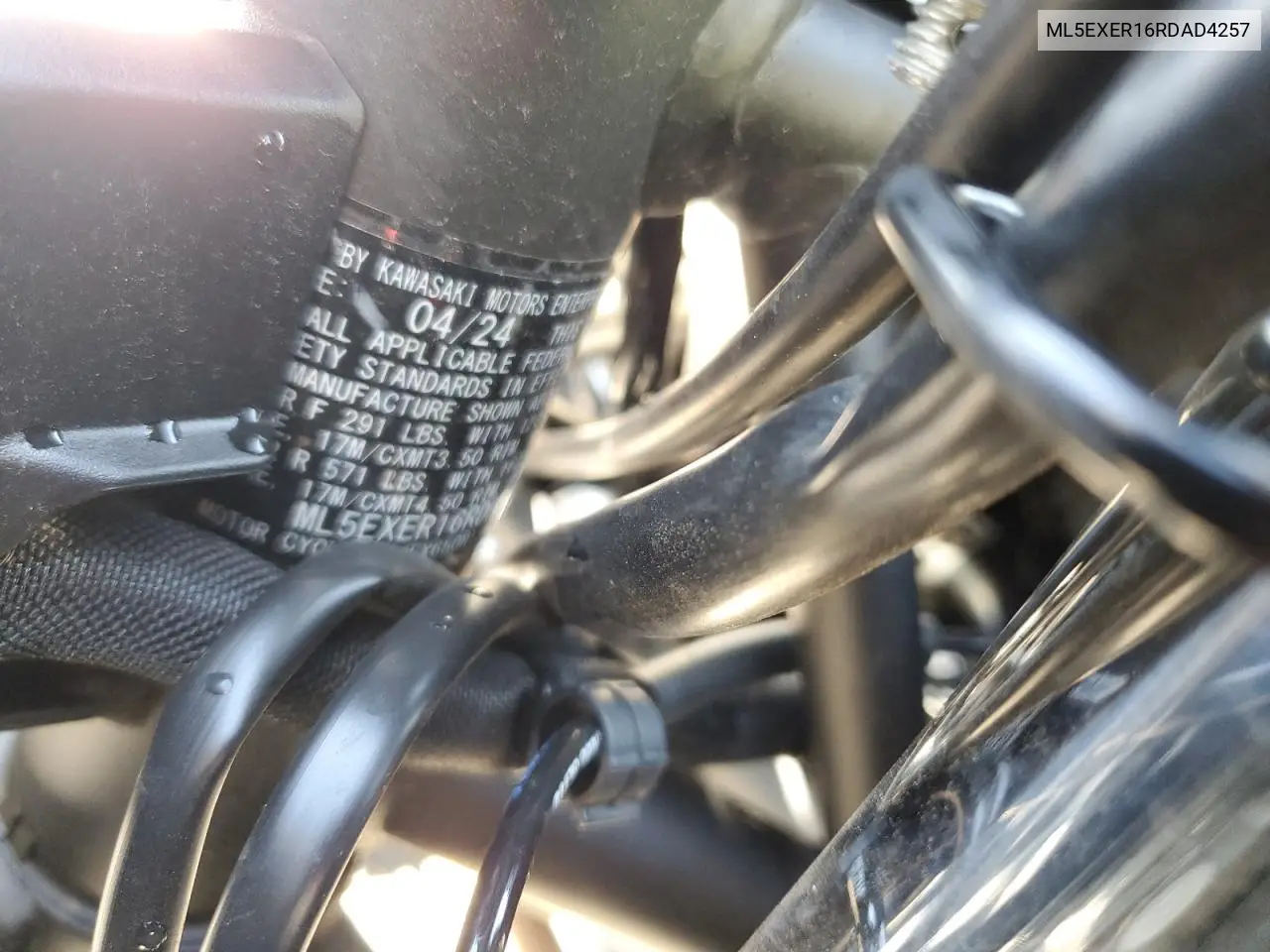 2024 Kawasaki Ex650 R VIN: ML5EXER16RDAD4257 Lot: 62407745