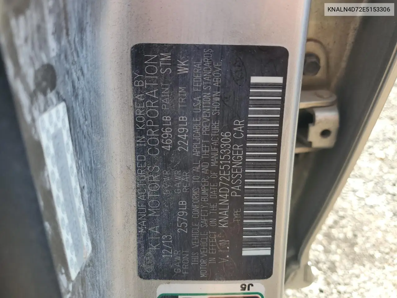 2014 Kia Cadenza Premium VIN: KNALN4D72E5153306 Lot: 63049495