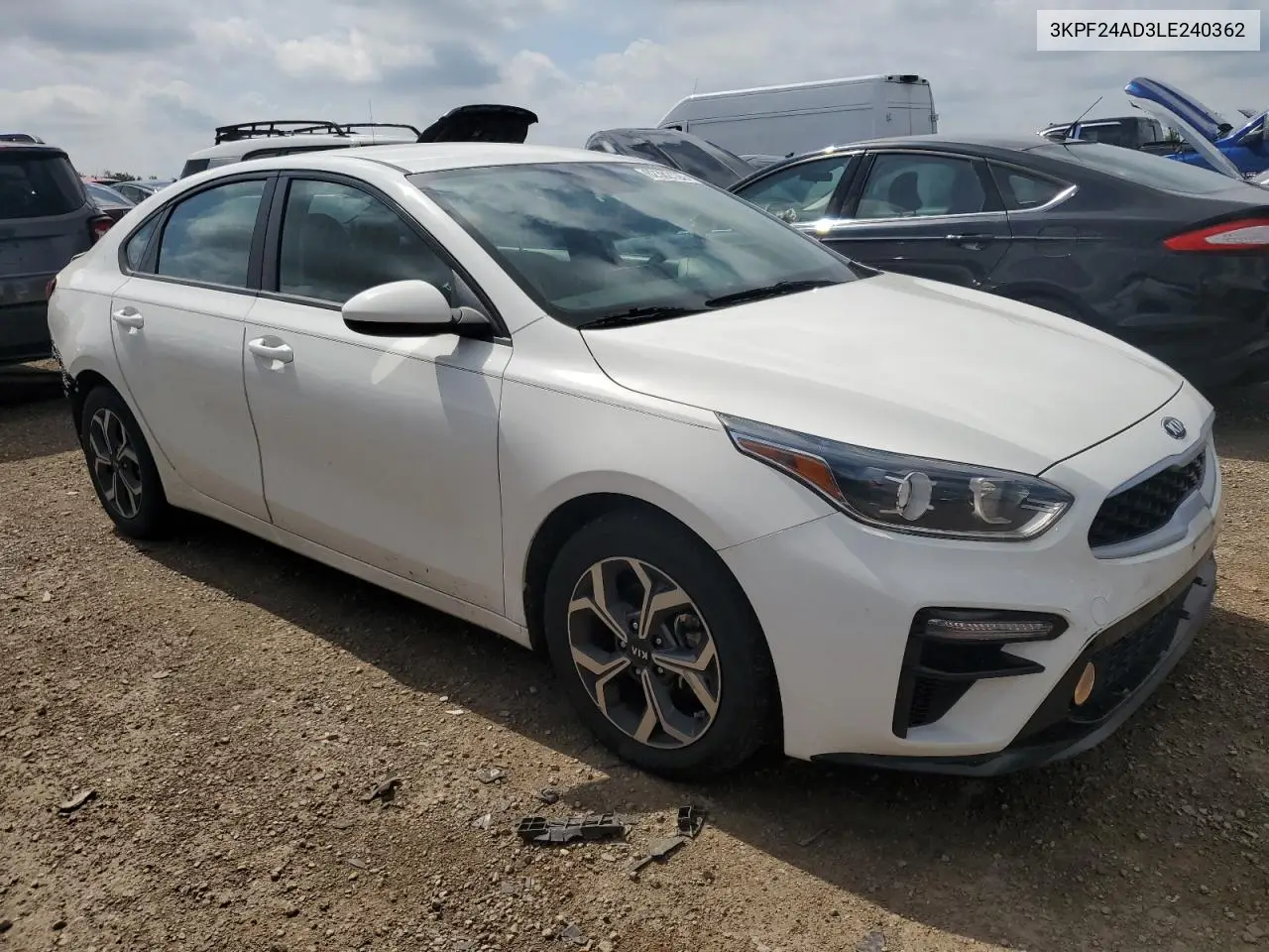 2020 Kia Forte Fe VIN: 3KPF24AD3LE240362 Lot: 62382125