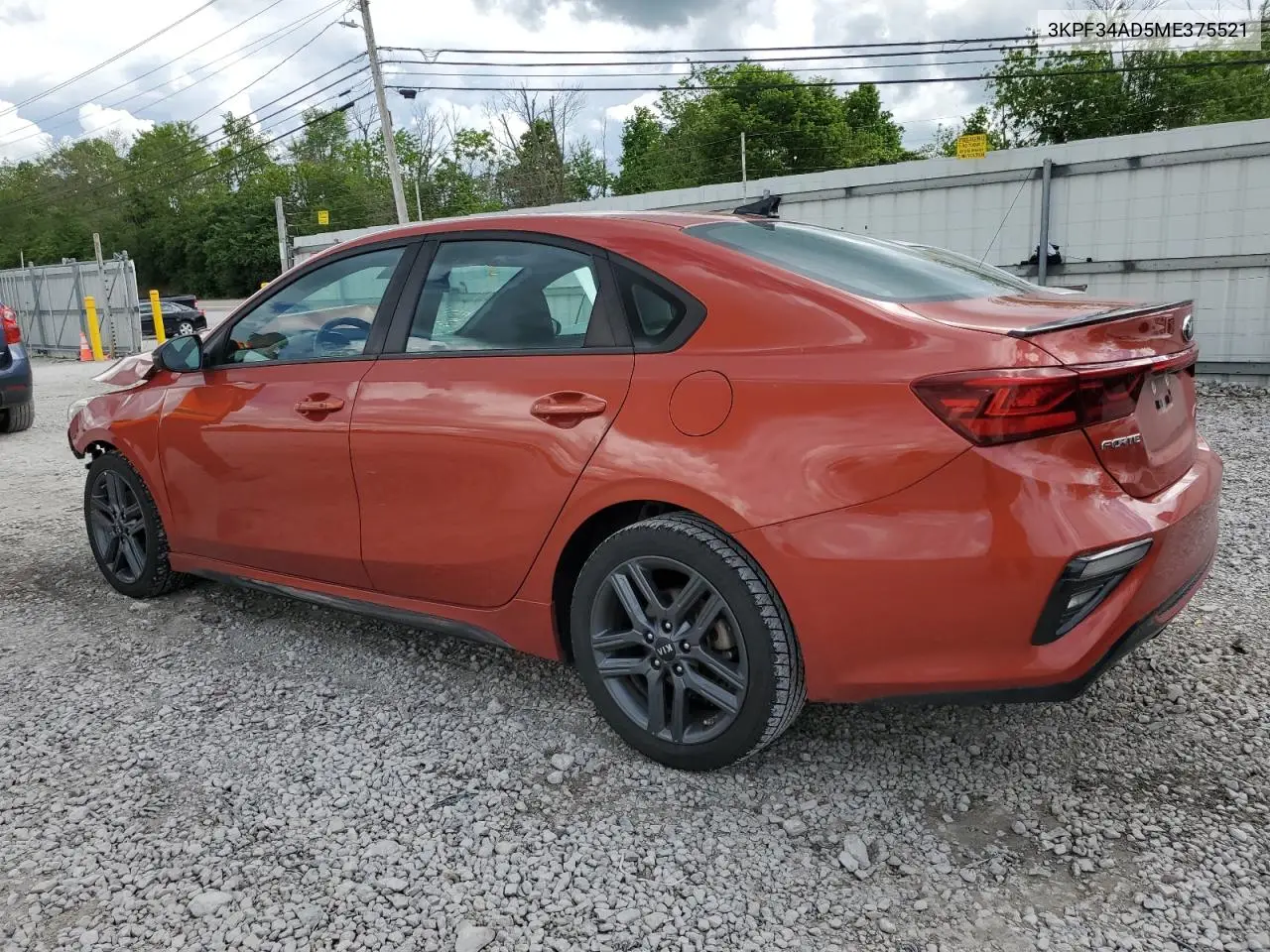 2021 Kia Forte Gt Line VIN: 3KPF34AD5ME375521 Lot: 56208585