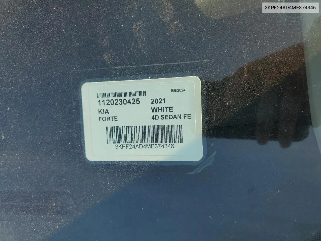 2021 Kia Forte Fe VIN: 3KPF24AD4ME374346 Lot: 62256735